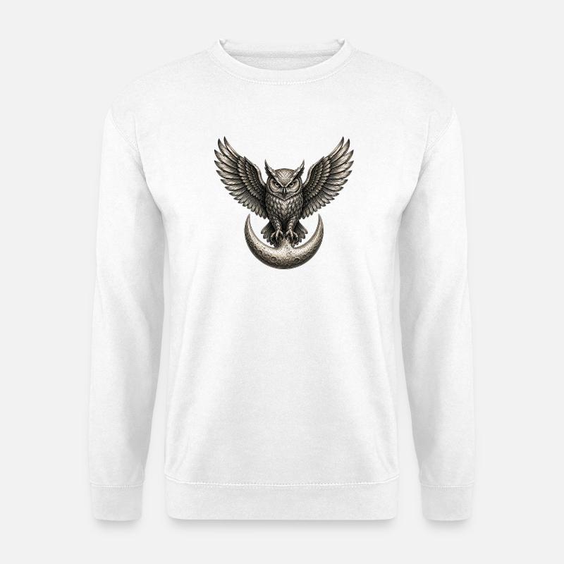 Mondkauz: Nachtflug-Eule - Unisex Pullover - Weiß