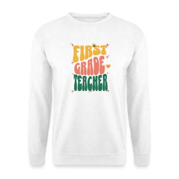 Erste Klasse Lehrerin Retro Typografie - Unisex Pullover - Weiß - Vorne