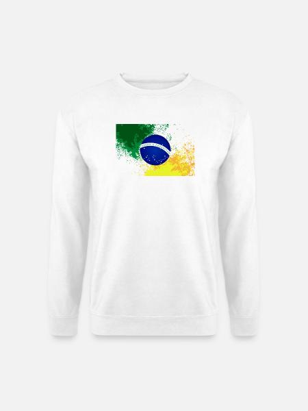 Brasilien Splatter Flagge Fussball Fan Shirt - Unisex Pullover - Weiß