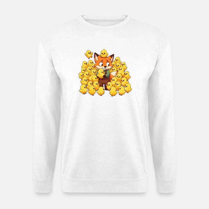 Fox with chick joys - Unisex Sweatshirt - white
