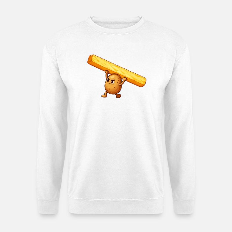 Kartoffelheld mit Pommes - Unisex Pullover - Weiß
