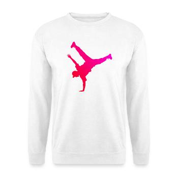 Geschenkidee für einen Breakdancer mit Streetdance - Unisex Pullover - Weiß - Vorne - Alina (178cm) & Michal (187cm)