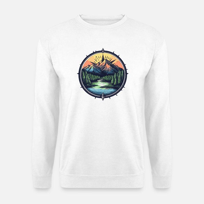 Berge Kompass - Unisex Pullover - Weiß