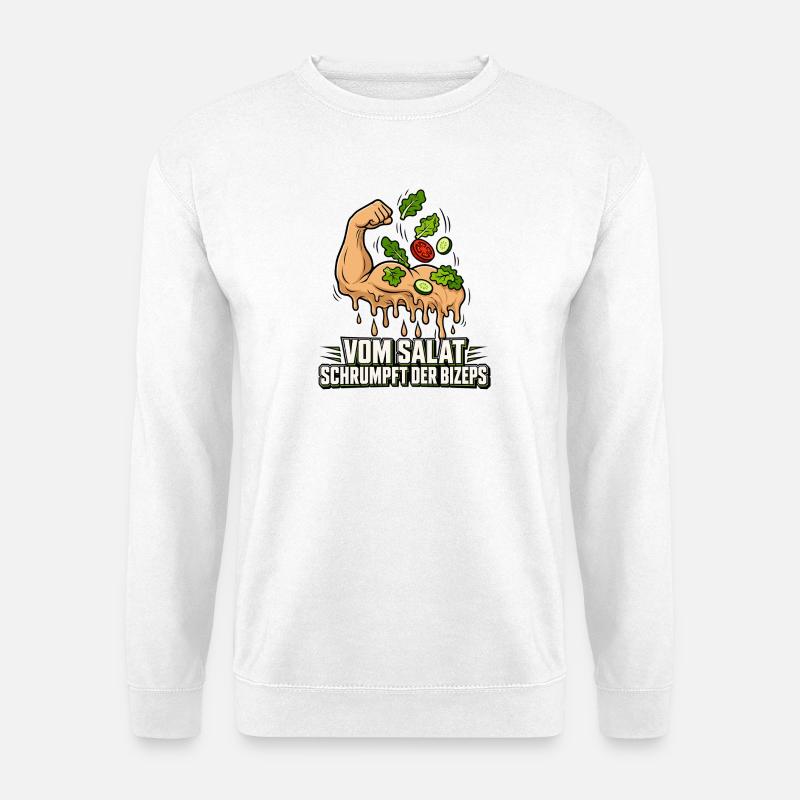Vom Salat schrumpft der Bizeps - Unisex Pullover - Weiß
