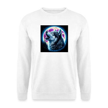 Wolf heult zum Vollmond - Unisex Pullover - Weiß - Vorne