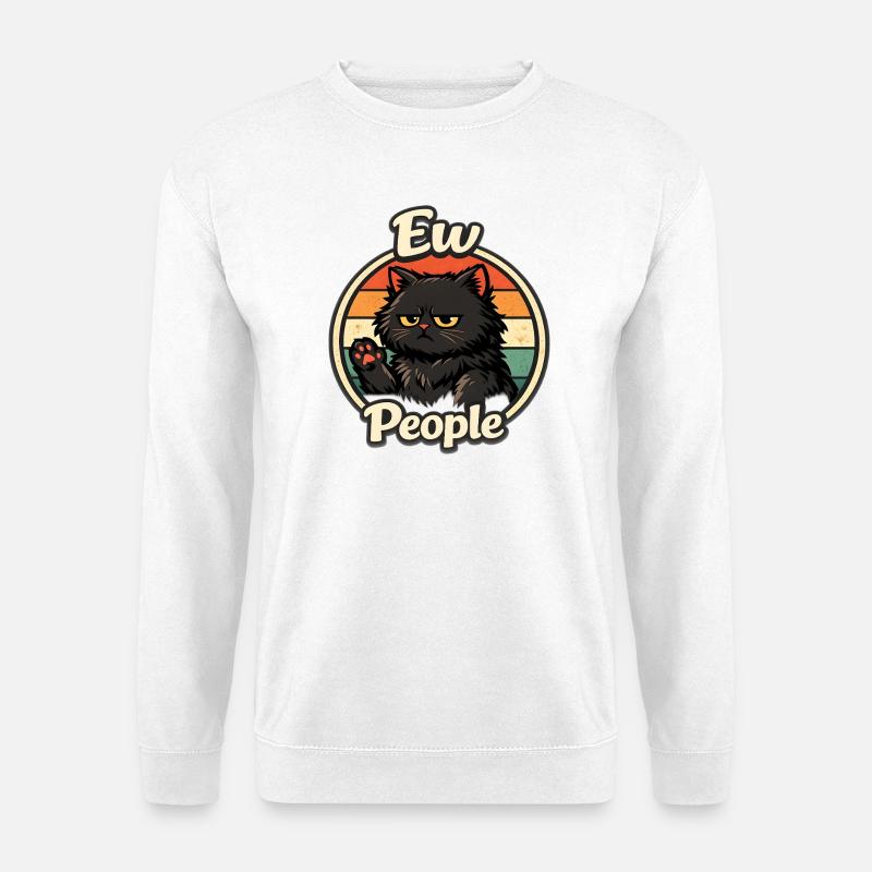 Grummelige Retro-Katze im Sunset - Unisex Pullover - Weiß