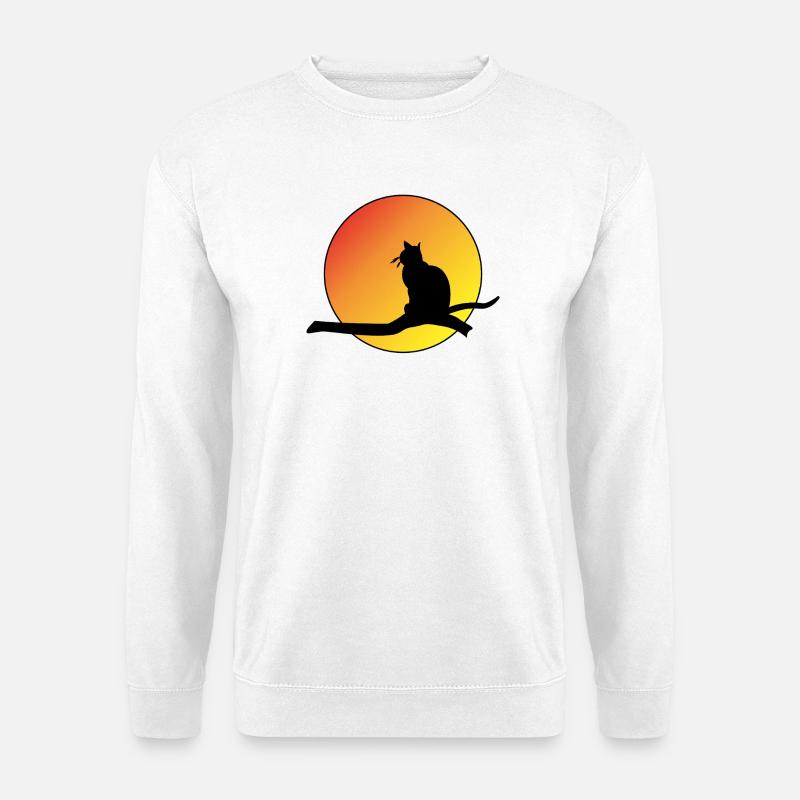 Sunset Cat Silhouette - Unisex Sweatshirt - white