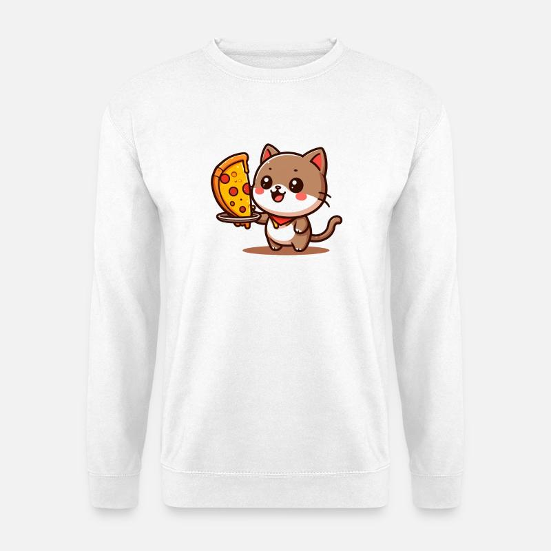 Kätzchen Pizza Freude - Unisex Pullover - Weiß