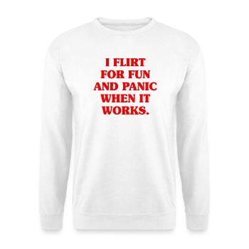 I Flirt For Fun Dating Flirt Anmachspruch Single - Unisex Pullover - Weiß - Vorne - Alina (178cm) & Michal (187cm)