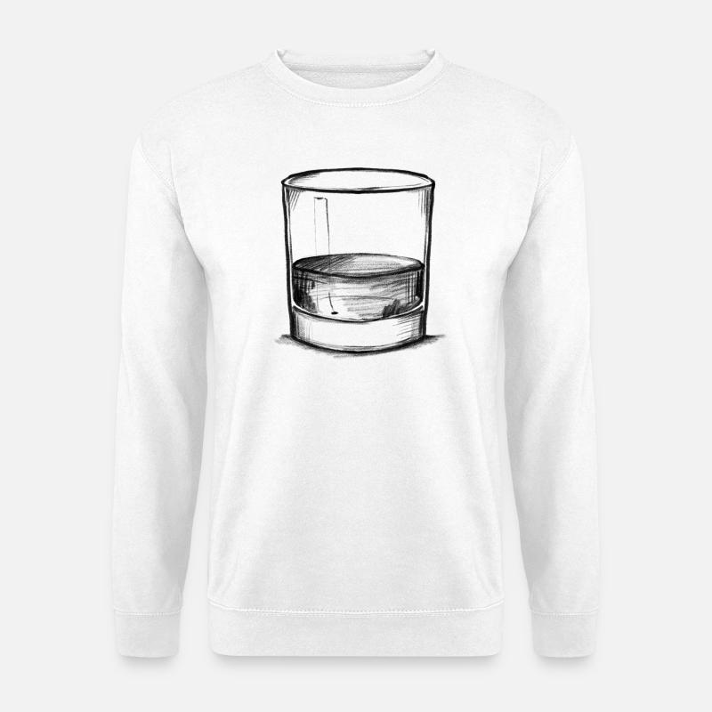Whiskeyglas - Illustration - Unisex Pullover - Weiß