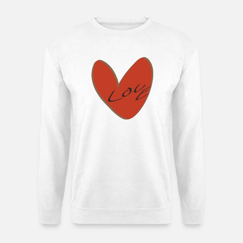 Rotes Herz mit Liebesschrift - Unisex Pullover - Weiß