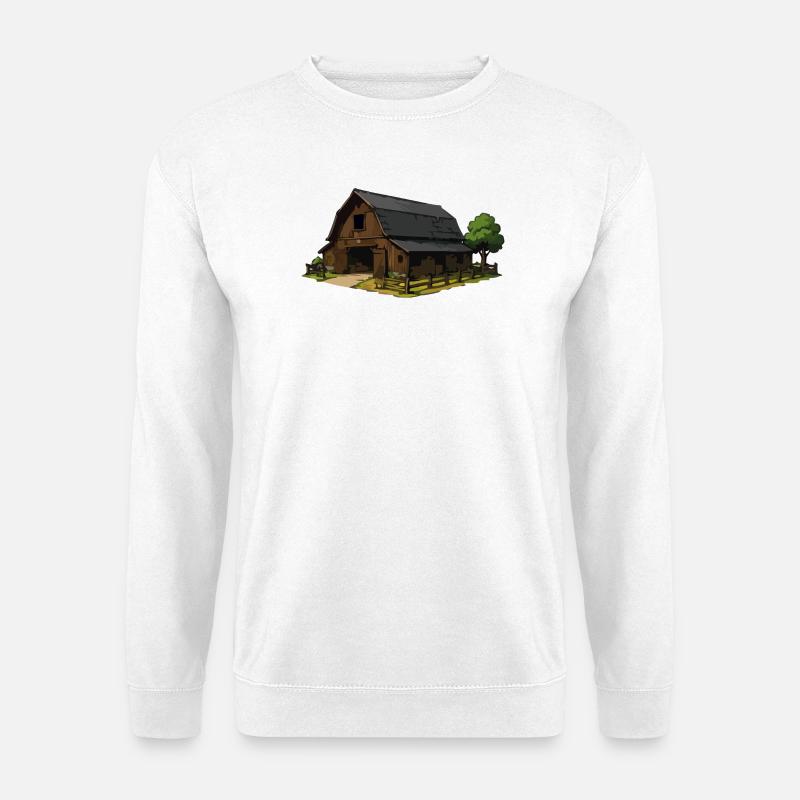 Rustikale Scheune Illustration - Unisex Pullover - Weiß