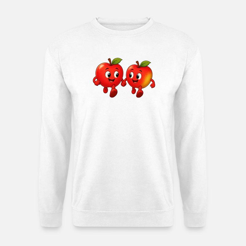 Zwei Äpfel gehen Spazieren - Unisex Pullover - Weiß