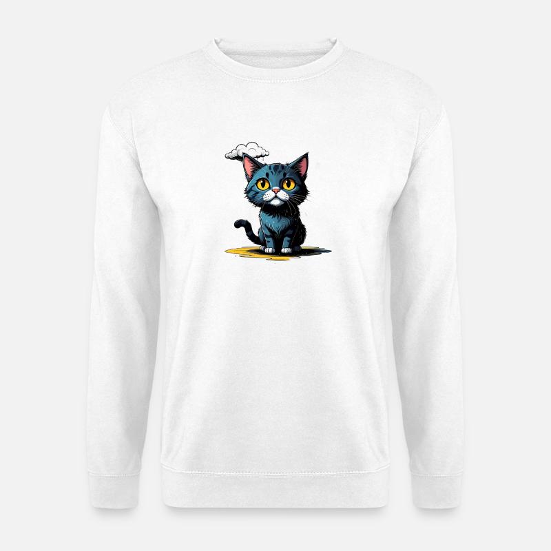 Cat under a rain cloud - Unisex Sweatshirt - white