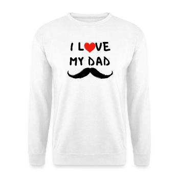 I Love My Papa – Cadeau Papa avec Moustache - Sweat-shirt Unisexe - blanc - Devant