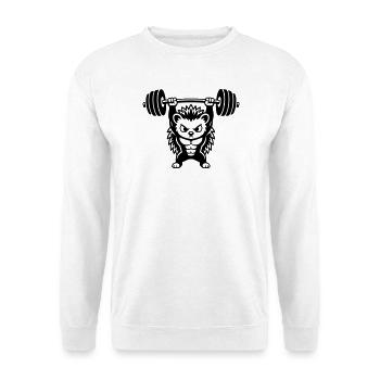 Un hérisson musclé soulève un haltère lourd - Sweat-shirt Unisexe - blanc - Devant