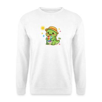 Sonniger Dino mit Eisdrink - Unisex Pullover - Weiß - Vorne