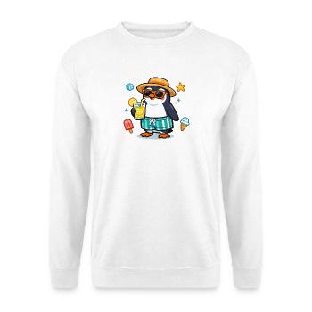 Summer penguin with drink - Unisex Sweatshirt - white - Front
