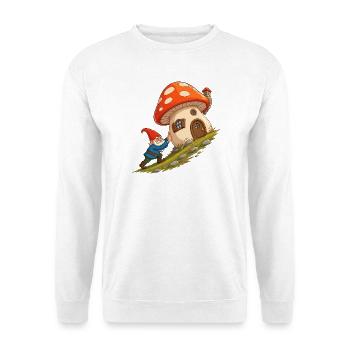 Le nain de la maison champignon tire la maison - Sweat-shirt Unisexe - blanc - Devant