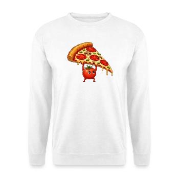 Tomato hero lifts pizza slice - Unisex Sweatshirt - white - Front