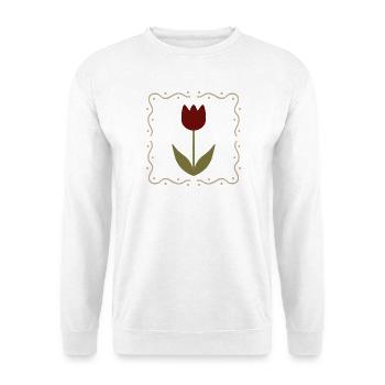 Tulpe in gerahmter Silhouette - Unisex Pullover - Weiß - Vorne - Alina (178cm) & Michal (187cm)