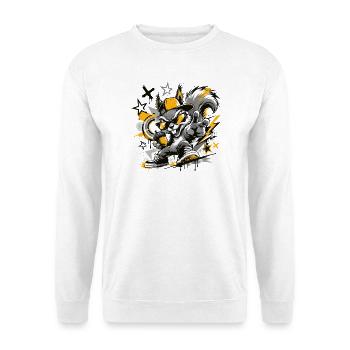 Verrücktes Eichhörnchen Graffiti Streetart Design - Unisex Pullover - Weiß - Vorne