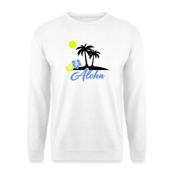 Écriture néon Hibiscus Aloha - Sweat-shirt Unisexe - blanc - Devant