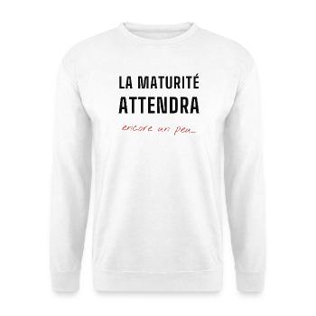 Maturité en Attente Typo Contrasté - Sweat-shirt Unisexe - blanc - Devant