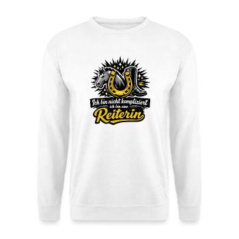 Reiterin: Nicht kompliziert - Unisex Pullover - Weiß - Vorne