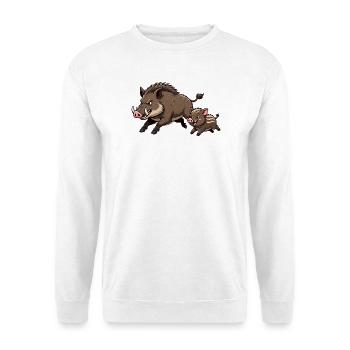 Wildschwein mit Frischling - Unisex Pullover - Weiß - Vorne