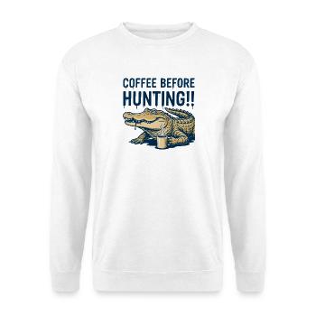 Crocodile Coffee Dire Humour Matin Caféine Reptile - Sweat-shirt Unisexe - blanc - Devant