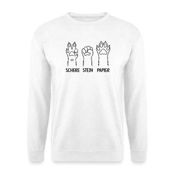 Schere Stein Papier Katzen Hunde Pfoten - Unisex Pullover - Weiß - Vorne