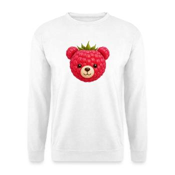 Himbeere mit Tiergesicht Niedliches Fruchtmotiv - Unisex Pullover - Weiß - Vorne