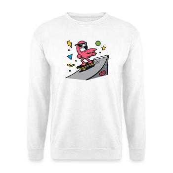 Patineur flamant sur ramp board - Sweat-shirt Unisexe - blanc - Devant