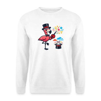 Sorcier Flamant Rose au Chapeau - Sweat-shirt Unisexe - blanc - Devant