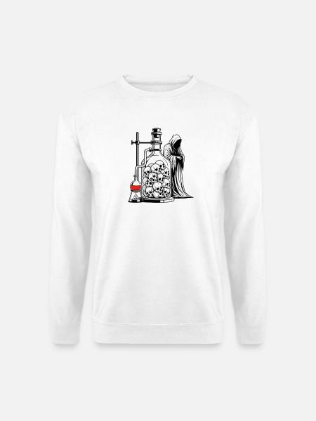 Totenkopf-Alchemie-Labor mit Sensenmann-Gotik-Kunst - Unisex Pullover - Weiß