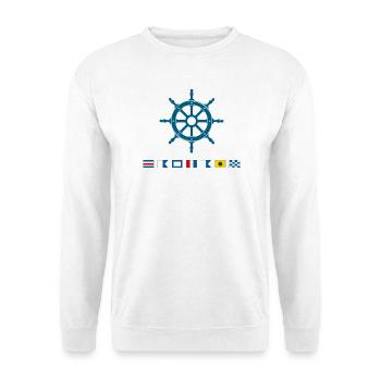 Captain Maritimes Steuerrad Segler Design - Unisex Pullover - Weiß - Vorne
