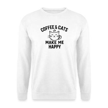 Coffee and cats make me happy Kaffee Katze - Unisex Sweatshirt - white - Front