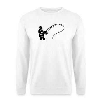 Angler silhouette fishing rod angling club - Unisex Sweatshirt - white - Front
