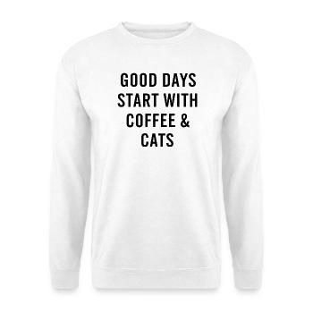 Good Days Start With Coffee And Cats - Unisex Pullover - Weiß - Vorne