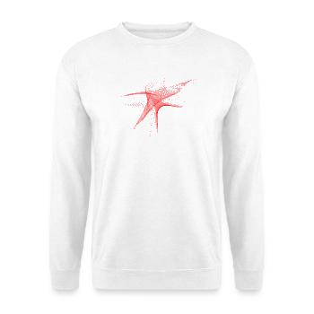 Generative Line Art - Rote Sinuswelle - Unisex Pullover - Weiß - Vorne - Alina (178cm) & Michal (187cm)