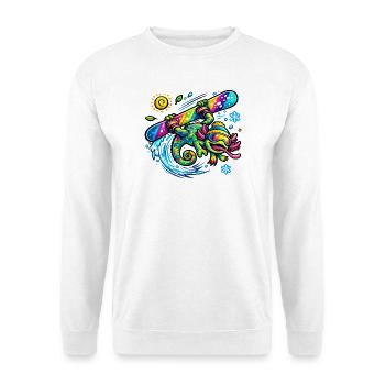 Regenbogen-Chamä Surfboard - Unisex Pullover - Weiß - Vorne