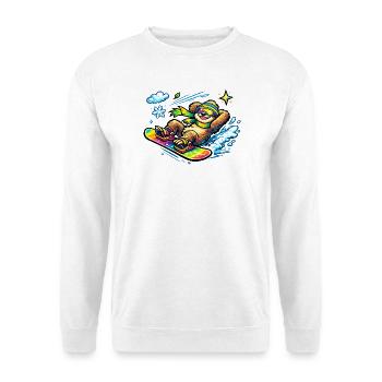 Schnee-Surfer Faultier - Unisex Pullover - Weiß - Vorne