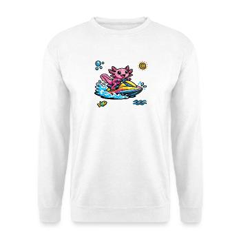Axolotl Jet Ski Neon Splash - Unisex Pullover - Weiß - Vorne