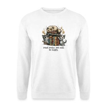 Read Books Pet Cats Be Happy Cats Bookworm - Unisex Sweatshirt - white - Front