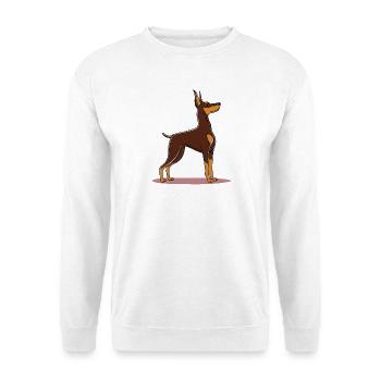 Dobermann (Comic) - Unisex Pullover - Weiß - Vorne - Alina (178cm) & Michal (187cm)