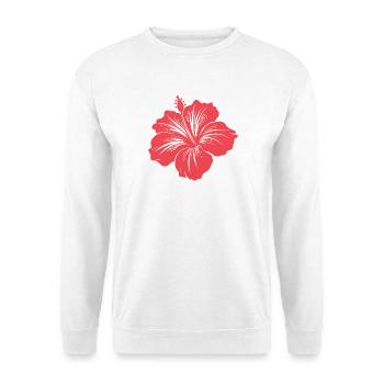 Hibiskusblüte - Unisex Pullover - Weiß - Vorne - Alina (178cm) & Michal (187cm)