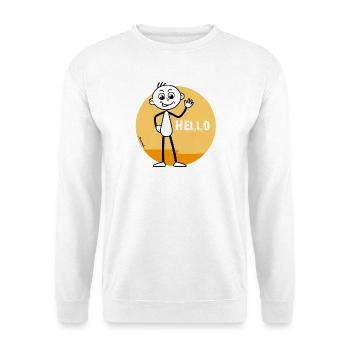 Strichel: „Hello“ „Hallo“ freundliche Begrüßung.👋 - Unisex Pullover - Weiß - Vorne