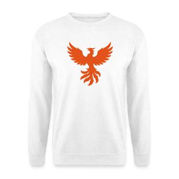 Phönix Feuervogel Wiedergeburt Mythologie Symbol - Unisex Pullover - Weiß - Vorne - Alina (178cm) & Michal (187cm)