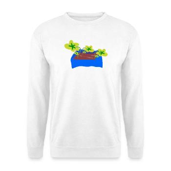 Blauer Pflanzentopf mit Kleeblättern - Unisex Pullover - Weiß - Vorne